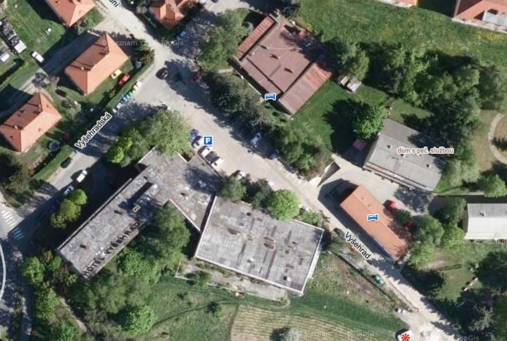 Projekt "Průchod pro pěší (hotel Vyšehrad – Domy s pečovatelskou službou)", umístění projektu, obrazová dokumentace č. 1 Projekt "Průchod pro pěší (hotel Vyšehrad – Domy s pečovatelskou službou)", umístění projektu, obrazová dokumentace č. 1